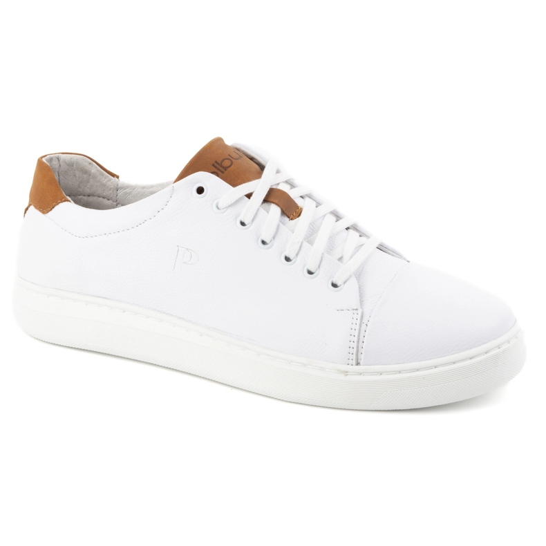 Polbut Chaussures en cuir pour hommes 2109 blanc blanche 1