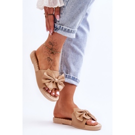 FK1 Chaussons pour femmes à la mode avec un nœud en beige Estera 4