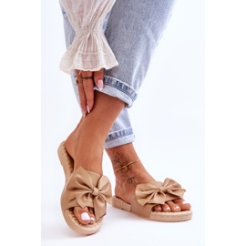 FK1 Chaussons pour femmes à la mode avec un nœud en beige Estera 3