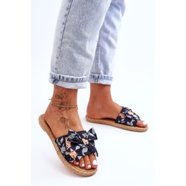 FK1 Chaussons Femme Avec Nœud En Tissu Fleur Noire le noir 1