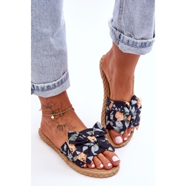 FK1 Chaussons Femme Avec Nœud En Tissu Fleur Noire le noir 2