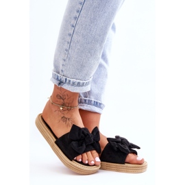 FK1 Chaussons Femme En Daim Avec Nœud Noir Fency le noir 3