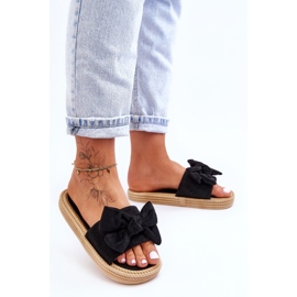 FK1 Chaussons Femme En Daim Avec Nœud Noir Fency le noir 5