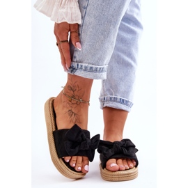 FK1 Chaussons Femme En Daim Avec Nœud Noir Fency le noir 4