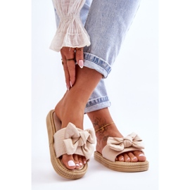 FK1 Chaussons Femme En Daim Avec Nœud Beige Fency 1