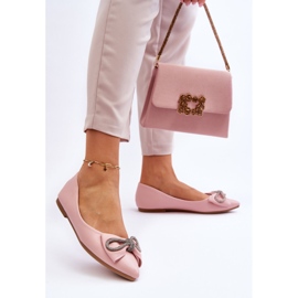 WS1 Ballerines élégantes avec un nœud et des strass roses uniques 2 WS1 Ballerines élégantes avec un nœud et des strass roses uniques 2