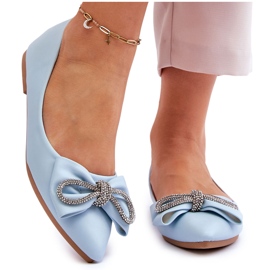 WS1 Ballerines élégantes avec un nœud et des strass bleus à usage unique 6