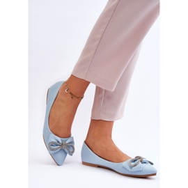 WS1 Ballerines élégantes avec un nœud et des strass bleus à usage unique 2