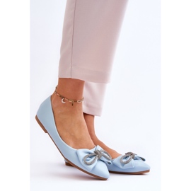 WS1 Ballerines élégantes avec un nœud et des strass bleus à usage unique 5