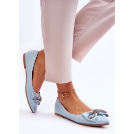 WS1 Ballerines élégantes avec un nœud et des strass bleus à usage unique 3