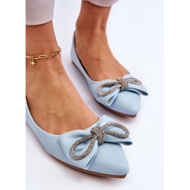WS1 Ballerines élégantes avec un nœud et des strass bleus à usage unique 4