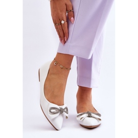WS1 Ballerines Elégantes Avec Un Noeud Et Strass Blanc Une Fois 1