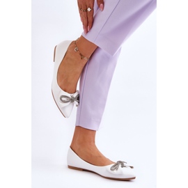 WS1 Ballerines Elégantes Avec Un Noeud Et Strass Blanc Une Fois blanche 2