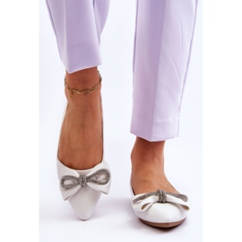 WS1 Ballerines Elégantes Avec Un Noeud Et Strass Blanc Une Fois blanche 3
