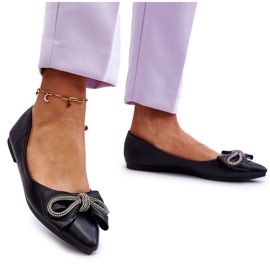 WS1 Ballerines Élégantes Avec Un Noeud Et Des Bijoux Noir Une Fois le noir 5