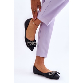 WS1 Ballerines Élégantes Avec Un Noeud Et Des Bijoux Noir Une Fois le noir 3