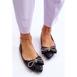 WS1 Ballerines Élégantes Avec Un Noeud Et Des Bijoux Noir Une Fois le noir 2