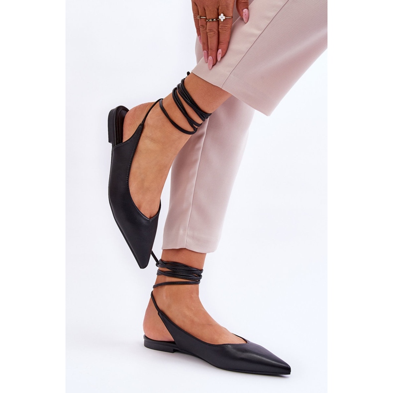 WS1 Ballerines à pointes nouées pour femmes Black Turriso noir 2