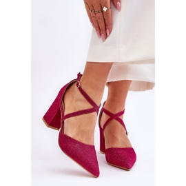 WS1 Escarpins à paillettes à la mode sur le talon fuchsia Galaxy rose 1