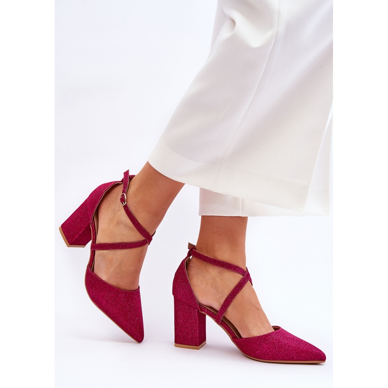 WS1 Escarpins à paillettes à la mode sur le talon fuchsia Galaxy rose 2
