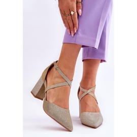 WS1 Escarpins brillants à la mode sur un talon doré Galaxy 1