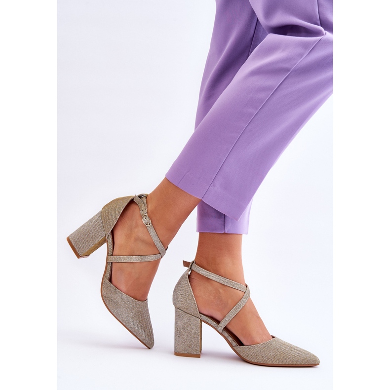 WS1 Escarpins brillants à la mode sur un talon doré Galaxy d'or 2