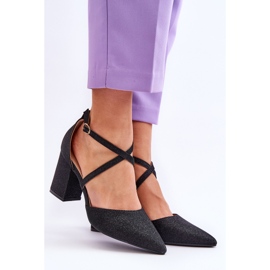 WS1 Escarpins brillants à la mode sur le talon noir Galaxy 1