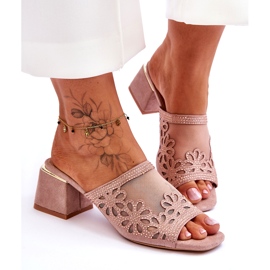 S.Barski Talons des femmes avec maillage et zircons S. Barski KV-612-1 Beige 2