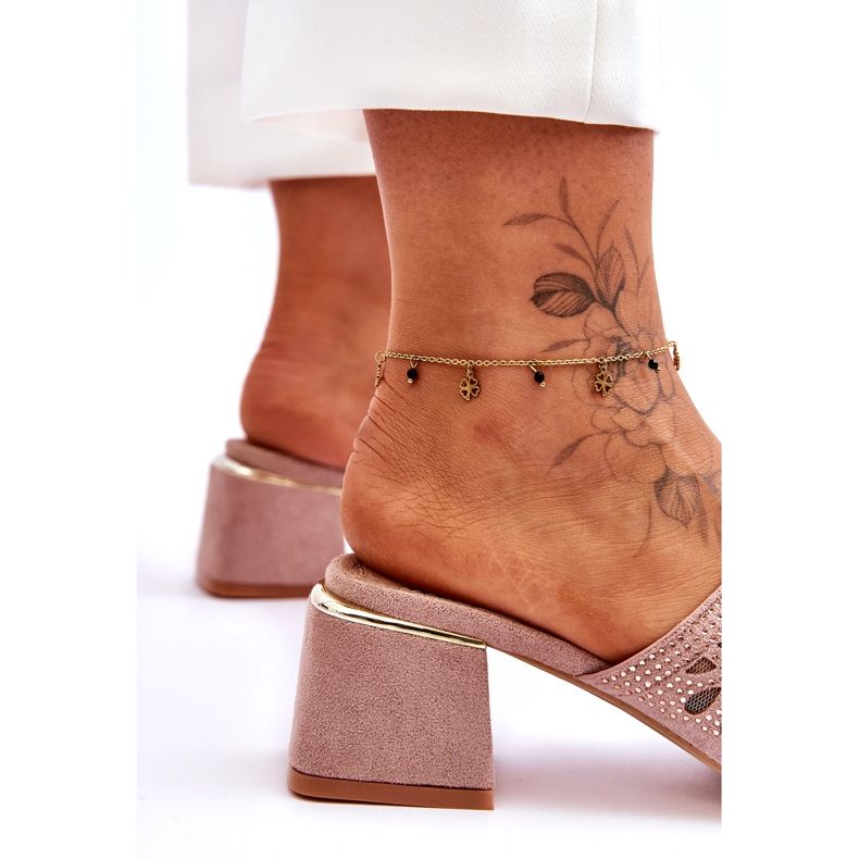 S.Barski Talons des femmes avec maillage et zircons S. Barski KV-612-1 Beige 3