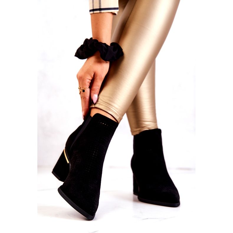 PS1 Santiags noires ajourées en daim Helloni le noir 3