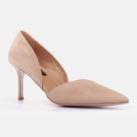 Marco Shoes Escarpins subtils en daim naturel beige 1