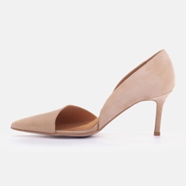 Marco Shoes Escarpins subtils en daim naturel beige 2