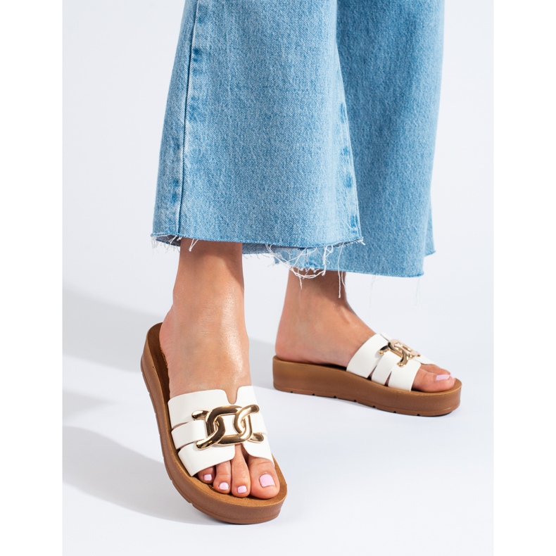 Chaussons compensés Shelovet blancs pour femmes 1