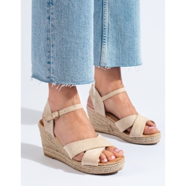 Sandales compensées espadrilles pour femmes beige Shelovet 1 Sandales compensées espadrilles pour femmes beige Shelovet 1