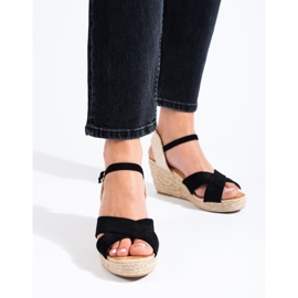 Sandales espadrilles compensées femme Shelovet noires le noir 2