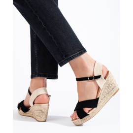 Sandales espadrilles compensées femme Shelovet noires 1