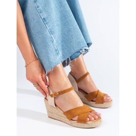 Sandales compensées espadrilles marron pour femme Shelovet brun 1