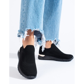 Baskets à enfiler compensées Shelovet noires 1