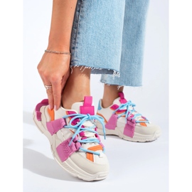 Baskets multicolores pour femme sur semelle épaisse Shelovet blanc 1